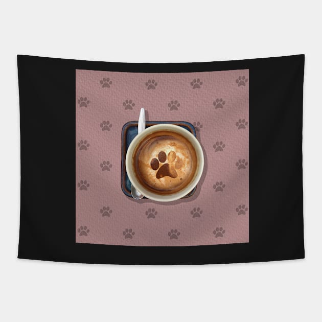 Cat Paw Cappuccino Tapestry by Luna Illustration