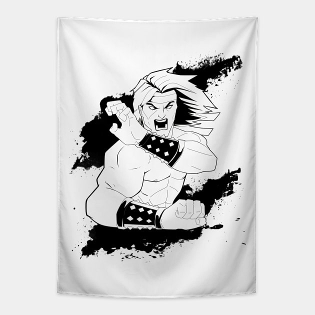 Liu Kang MK Ink (Black) Tapestry by CoolDojoBro