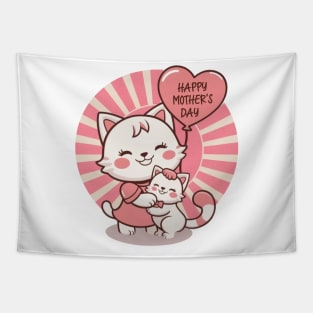 Happy Mother's Day To The Best Cat Mom Retro Pink Sun Cats Lover Tapestry