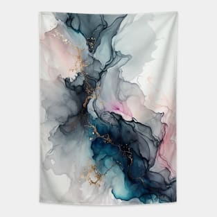 Pink and Blue Cosmos - Abstract Alcohol Ink Art Tapestry