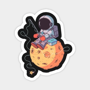 Astronaut fishing on the moon Magnet