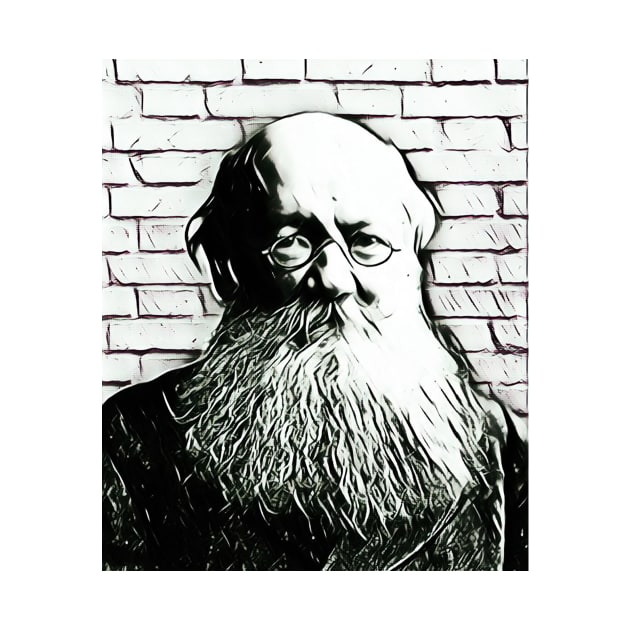 Peter Kropotkin Black and White Portrait | Peter Kropotkin Artwork 12 by JustLit