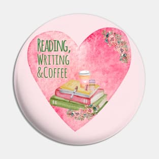 Reading, Writing & Coffee Pin