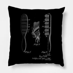 Hair Brush Vintage Patent Drawing Pillow