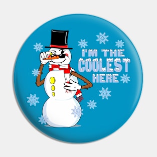 Cool Snowman Funny RubberHose Retro Winter Cartoon Pin