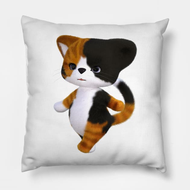 3D rendering of an adorable Calico Kitten Pillow by Carlosr1946