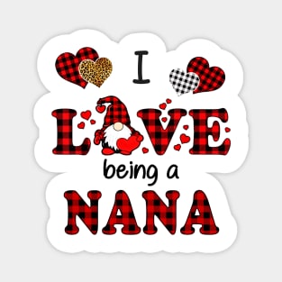 I Love Being A Nana Gnomes Red Plaid Heart Valentine's Day Shirt Magnet