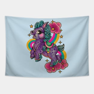 Vintage cute pony rainbow designs Tapestry