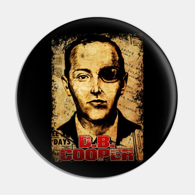 D B Cooper Design Pin by HellwoodOutfitters