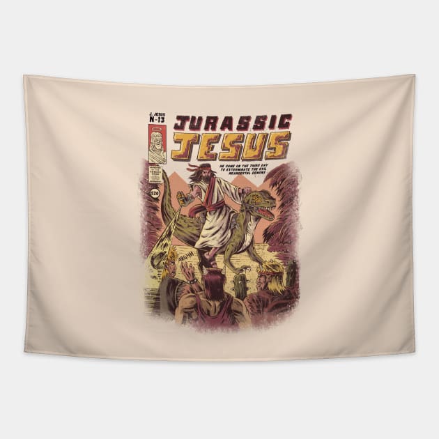 JURASSIC JESUS Tapestry by Ilustrata