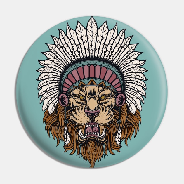 Bohemian Lion Head Dress Pin by machmigo