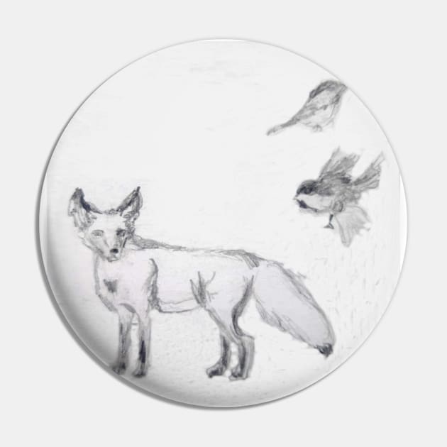 Fox and Bird Pin by The Wordy Wild Card