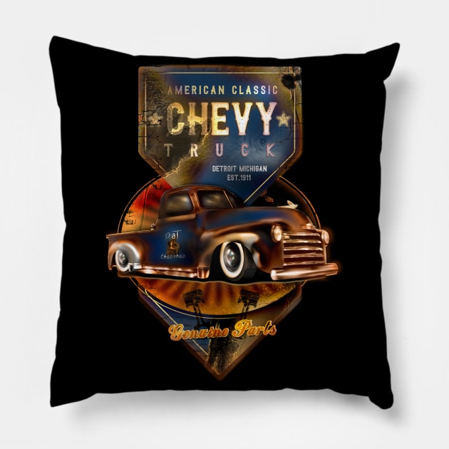 Chevy 3100 Rat Rod Pillow by hardtbonez