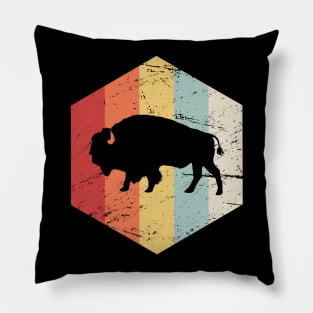 Retro Vintage Bison Buffalo Icon Pillow