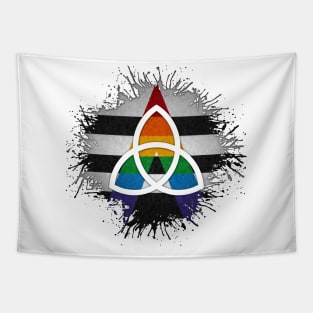 Paint Splatter LGBT Ally Pride Flag Triquetra Symbol Tapestry