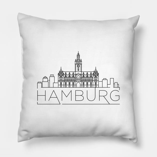 Hamburg Minimal Skyline Pillow by kursatunsal