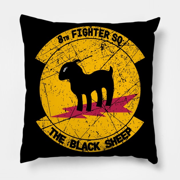 8th Fighter SQ Vintage Pillow by Mandra