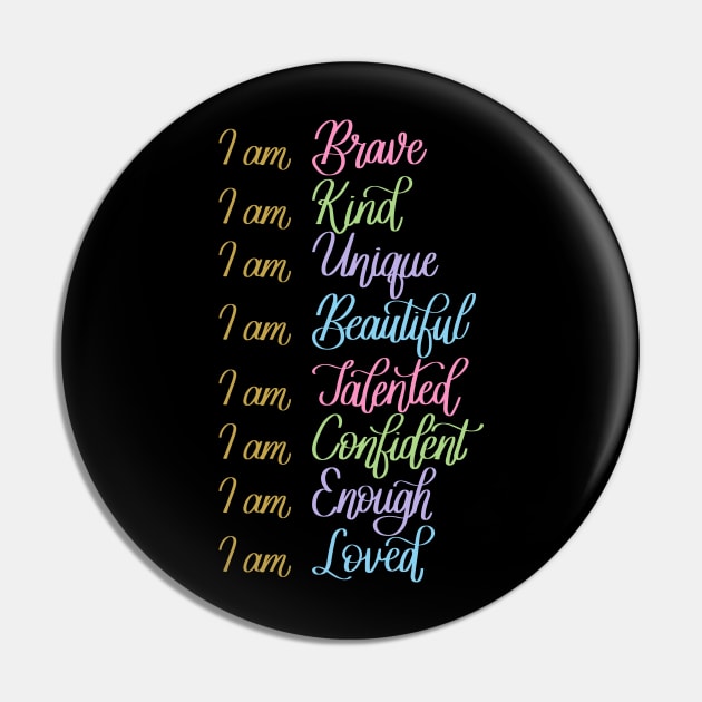 Self Love Daily Affirmations in Black Pin by Kelly Gigi