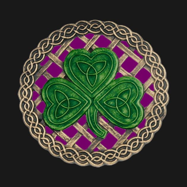 Celtic Knot Shamrock Purple Background by Atteestude