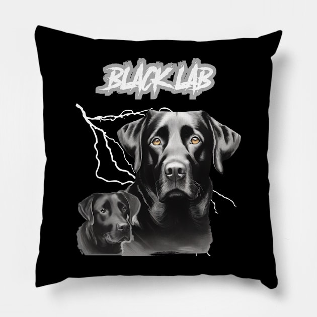 Black Lab Heavy Metal Dog Lover Pillow by vintageinspired