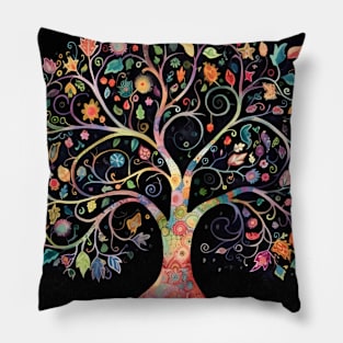 Tree Of Life Colorful Boho Pillow