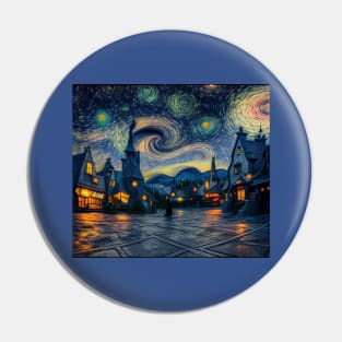Starry Night Over Hogsmeade Village Pin