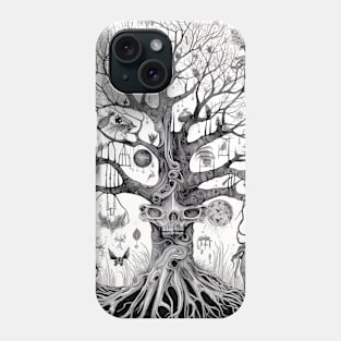 Haunted Tree of Life Spooky Graphic Art Skulls Gothic Tree Phone Case