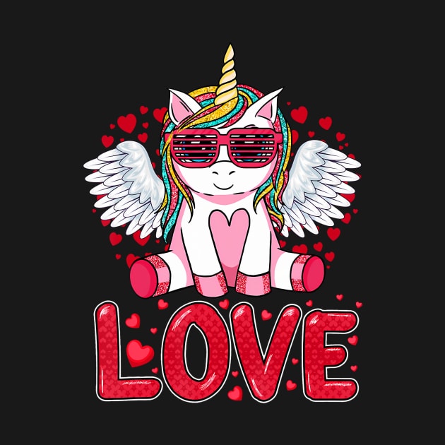 Cute Unicorn Love Heart Valentines Day Girls Kids by Aleem James