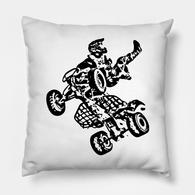 Quad Bike Freestyle Sketch Art Pillow by DemangDesign