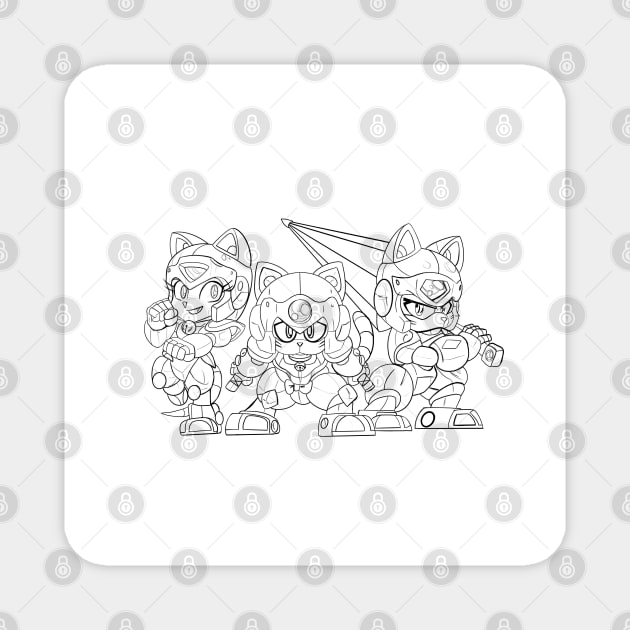 samurai pizza cats skech line art ecopop Magnet by jorge_lebeau