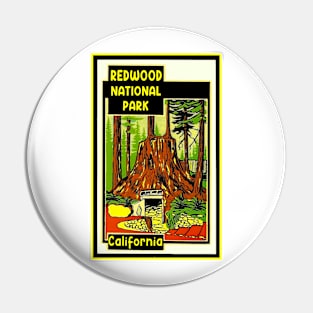 Redwood National Park California Vintage Trees Pin