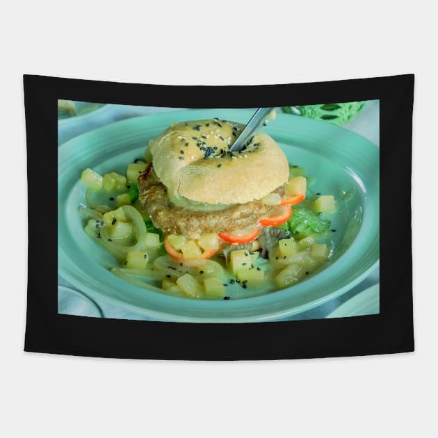 Vegie Burger Tapestry by likbatonboot