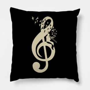 Treble Clef - Music Trombone - Vintage Pillow