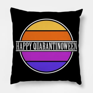 Colorful Happy Quarantinoween on Black Pillow