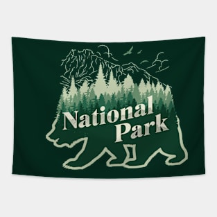 Phrase national park with bear and mountains Tapestry