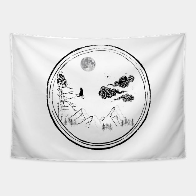 night sky -moon - cat - sky Tapestry by Medotshirt