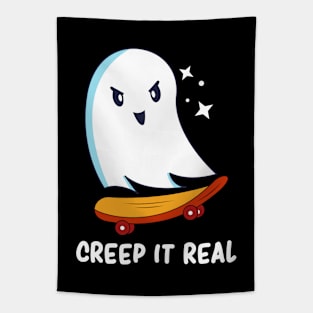 Creep It Real Kawaii Funny Ghost Spooky Cute Tapestry