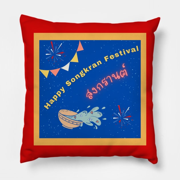 Thai New Year Water Festival Pillow by MelloHDesigns