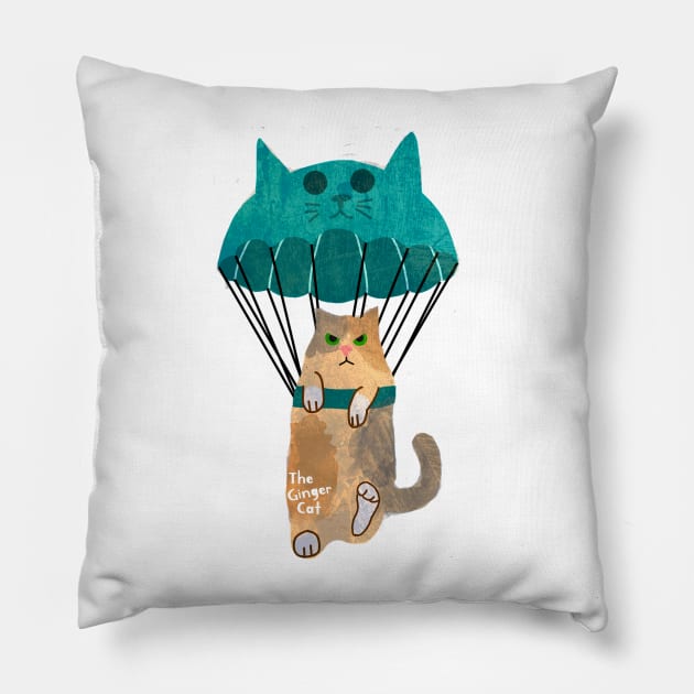 Parachuting Cat Pillow by TheGingerCat