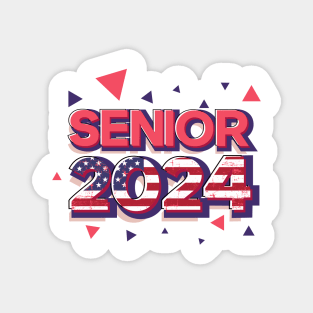 Retro Patriot Senior 2024 Running Football player Student Gift Us Flag Magnet