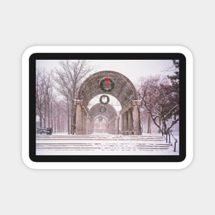 Christopher Columbus Trellis Snowy Day Boston MA Magnet