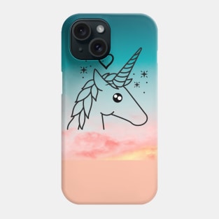 Unicorn With Blue Sky & Clouds Phone Case