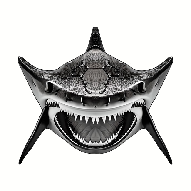 Mean Shark With Wide Open Mouth For Shark Enthusiasts by Styloutfit