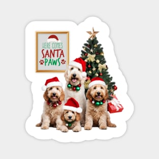 Here Comes Santa Paws Doodle Style! Magnet