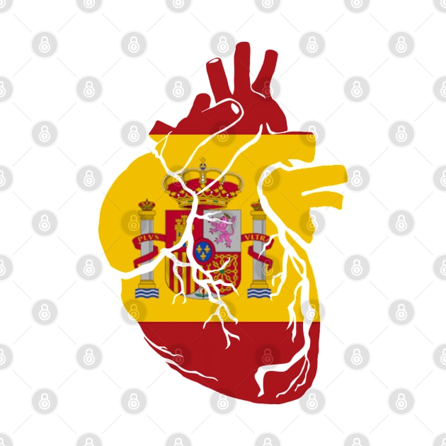 Anatomical heart design, Spanish flag by Bun Art Store