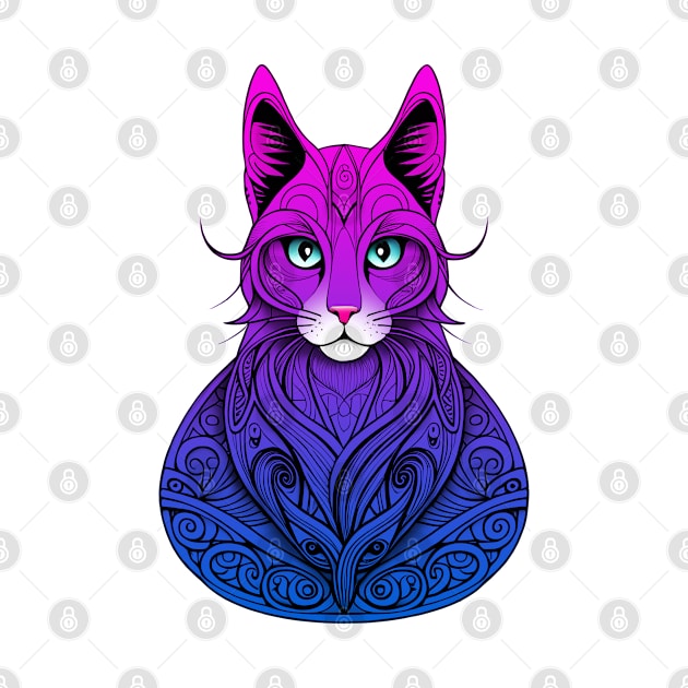 Cats Mandala Cyberpunk T-Shirt by PUNK IS CATS
