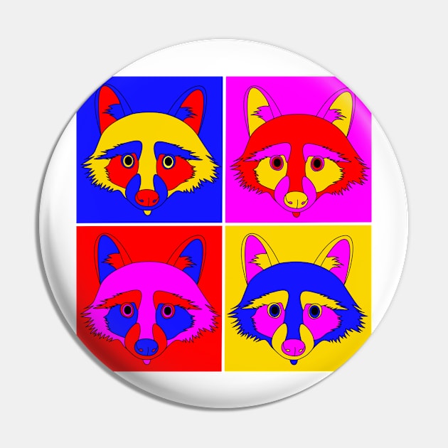 Pop Art Raccoon Print Pin by astonishingemma