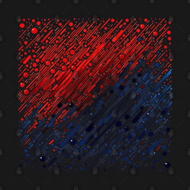 Abstract Art Red and Blue Rain Drop Pattern by TomFrontierArt