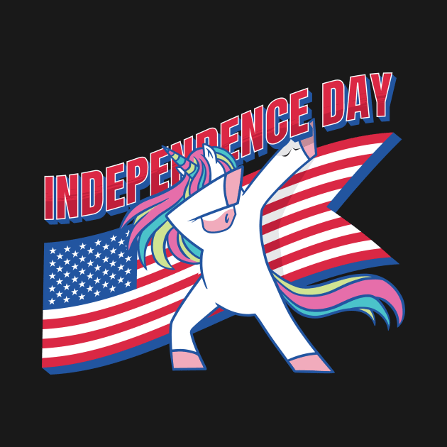 Cute dabbing unicorn with American flag for 4th of July / Independence day by Anonic