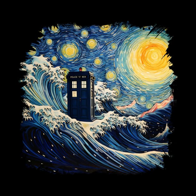 Starry Tardis Wave by positivespace